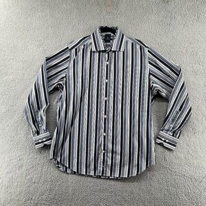 Taylor Byrd Shirt Mens Shirt Large Long Sleeve Striped Blue White